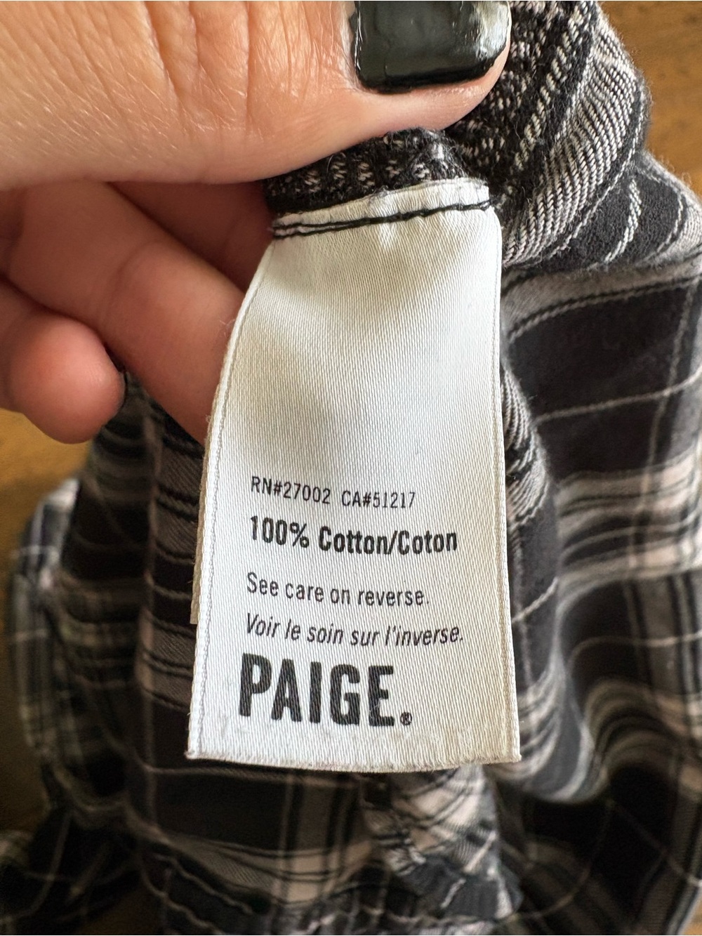PAIGE Black and White Plaid Casual Button-Down Shirt Womens Medium - Picture 4 of 6